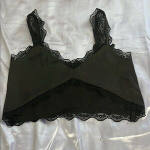 Black Lace Trim Crop Top